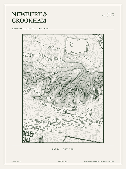 Newbury & Crookham Golf Course Print | Topographic Map Wall Art