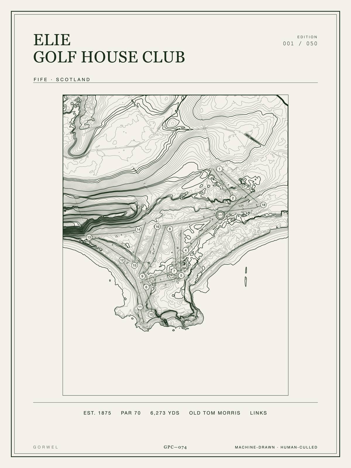 Elie Golf House Club Golf Course Print | Topographic Map Wall Art