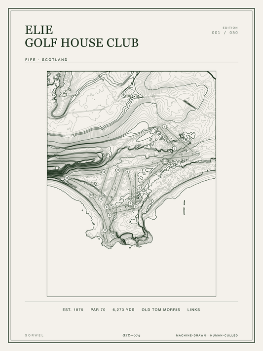 Elie Golf House Club Golf Course Print | Topographic Map Wall Art