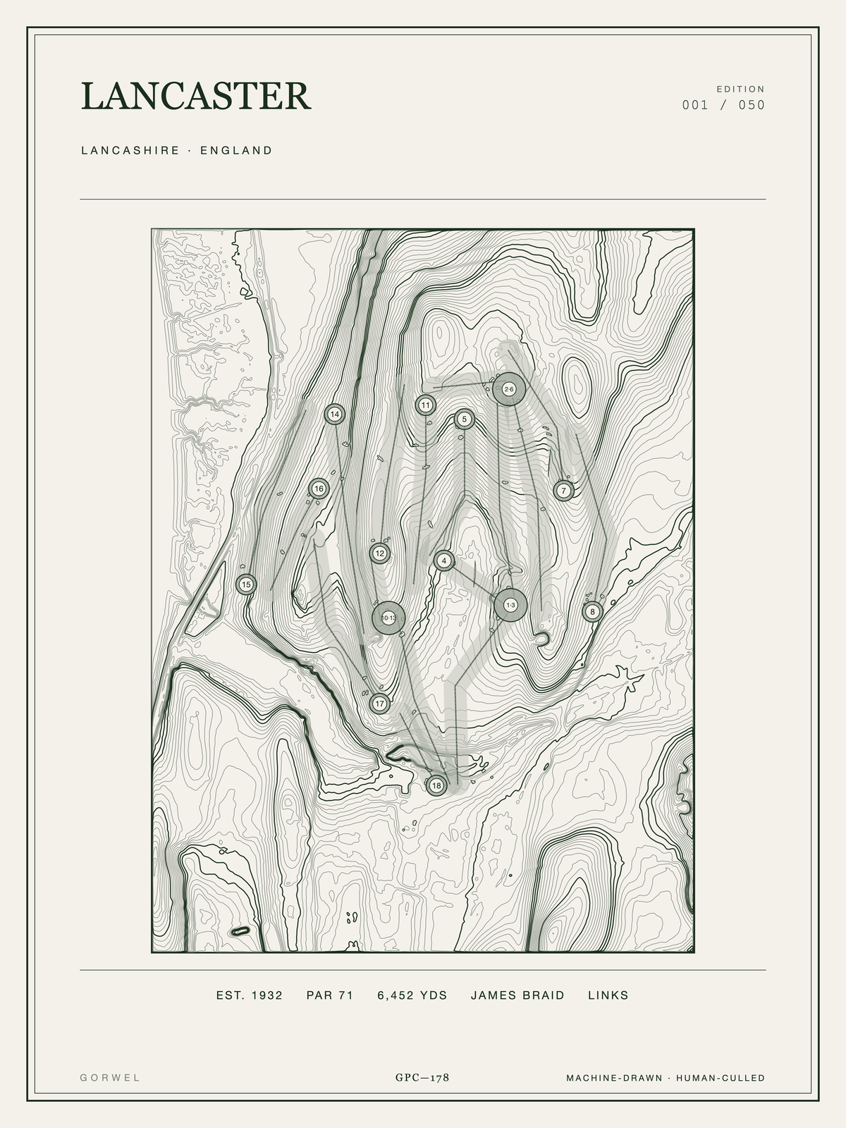 Lancaster Golf Course Print | Topographic Map Wall Art
