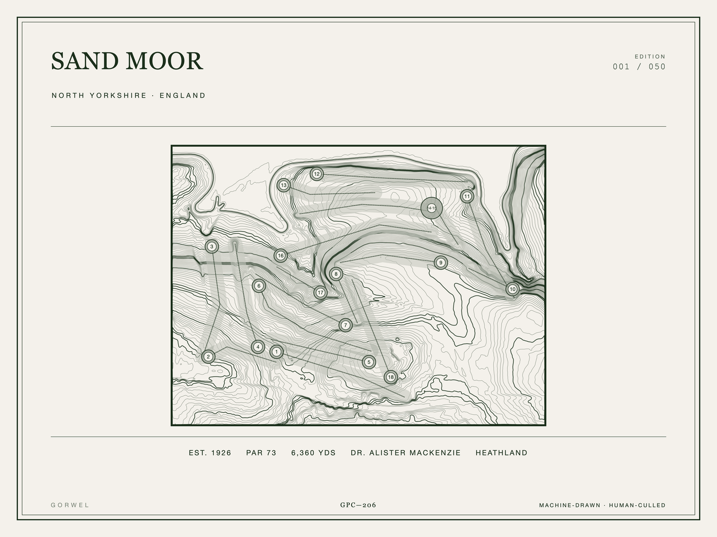 Sand Moor Golf Course Print | Topographic Map Wall Art