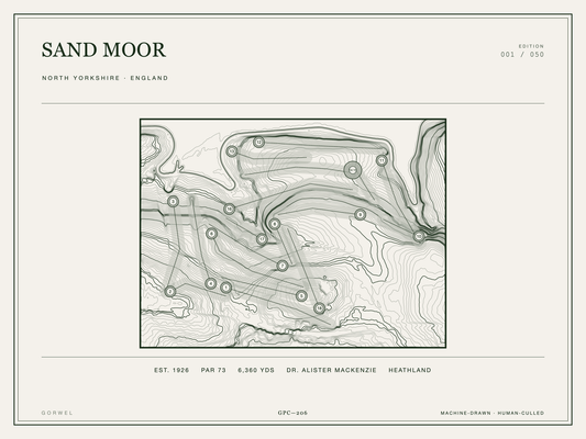 Sand Moor Golf Course Print | Topographic Map Wall Art