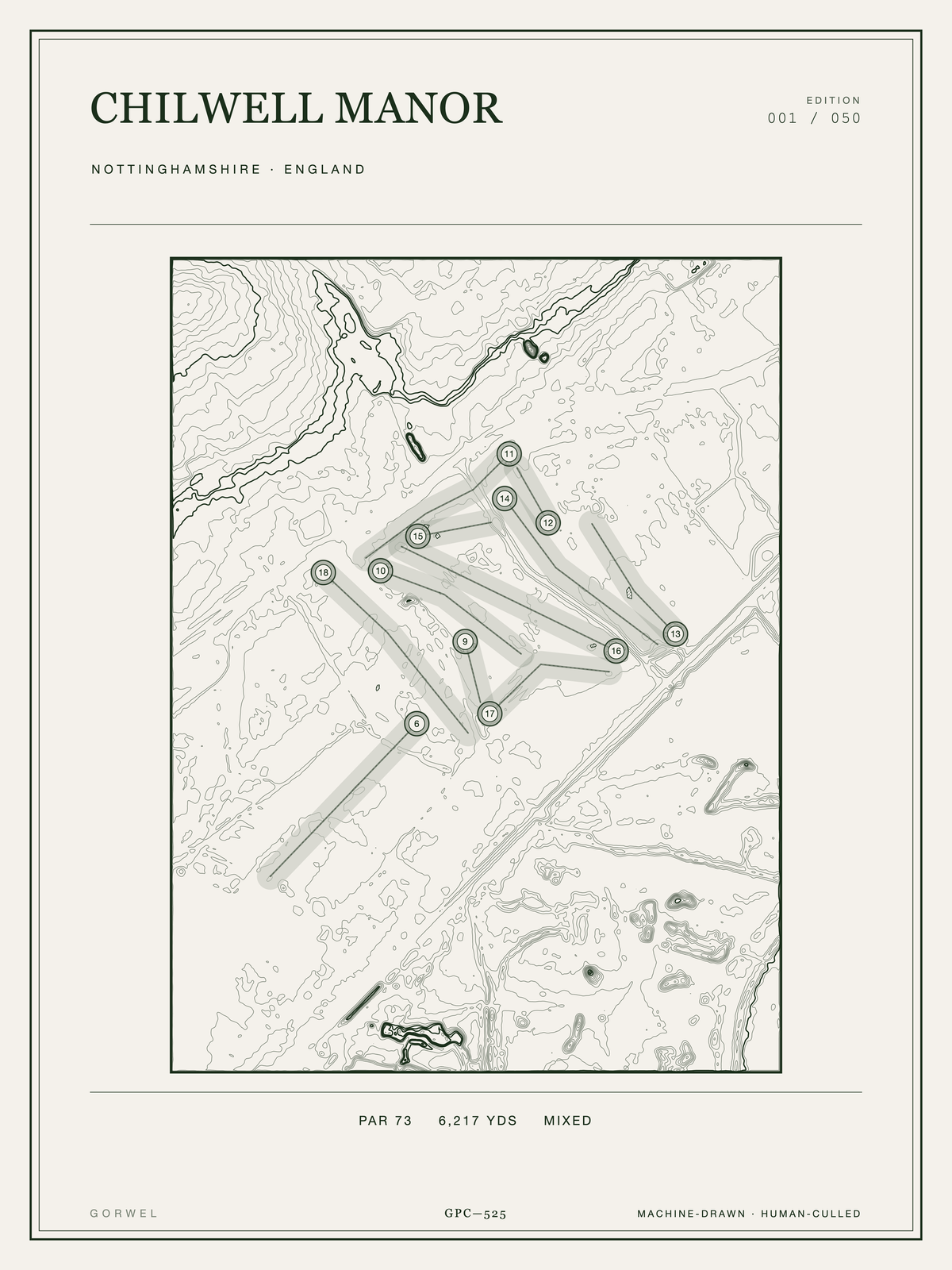 Chilwell Manor Golf Course Print | Topographic Map Wall Art