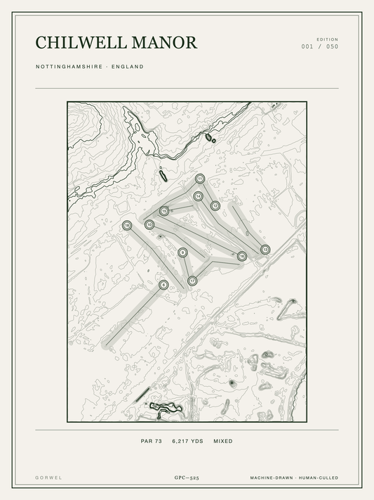 Chilwell Manor Golf Course Print | Topographic Map Wall Art