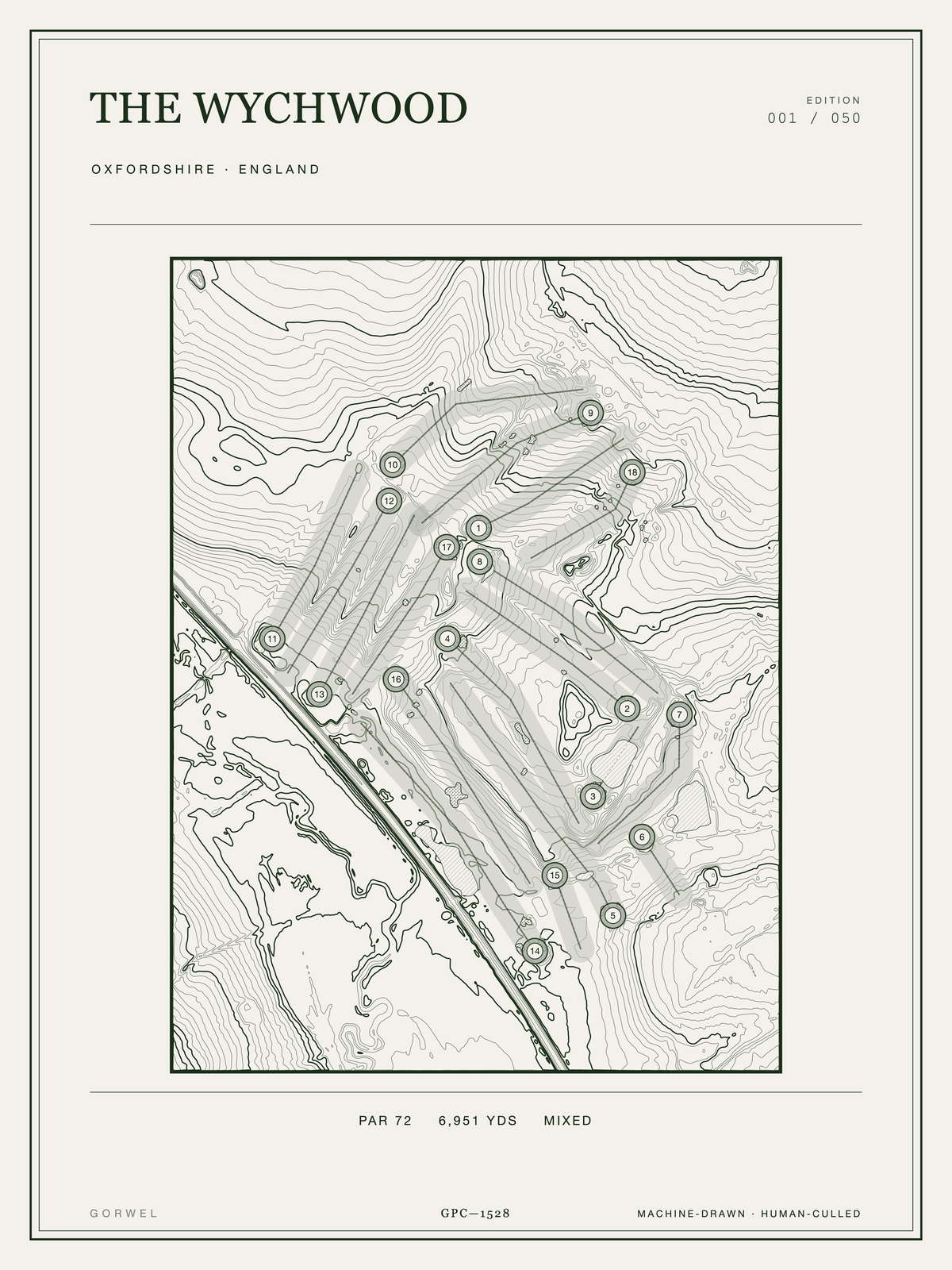 The Wychwood Golf Course Print | Topographic Map Wall Art