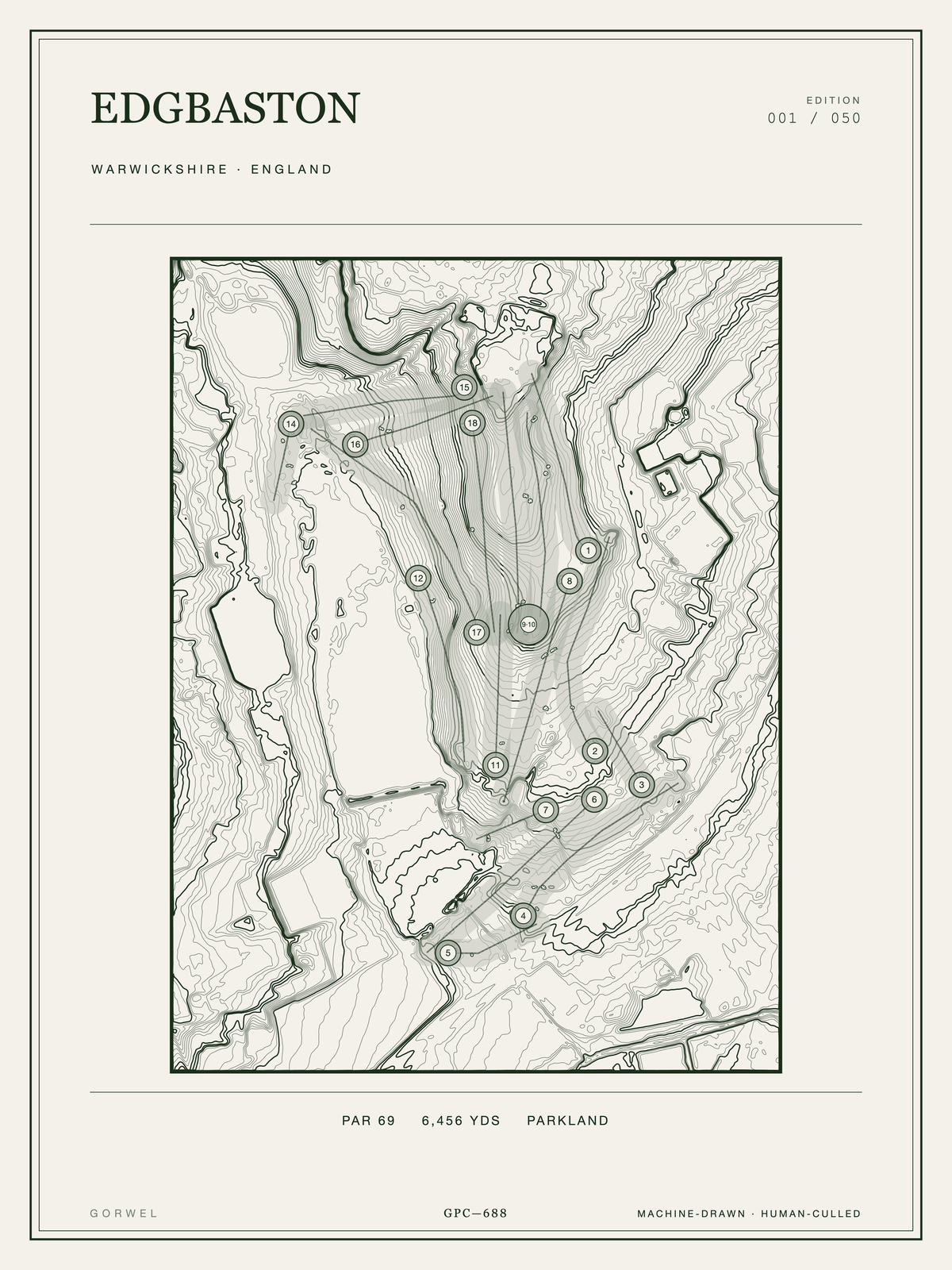 Edgbaston Golf Course Print | Topographic Map Wall Art