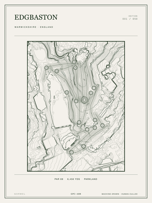 Edgbaston Golf Course Print | Topographic Map Wall Art