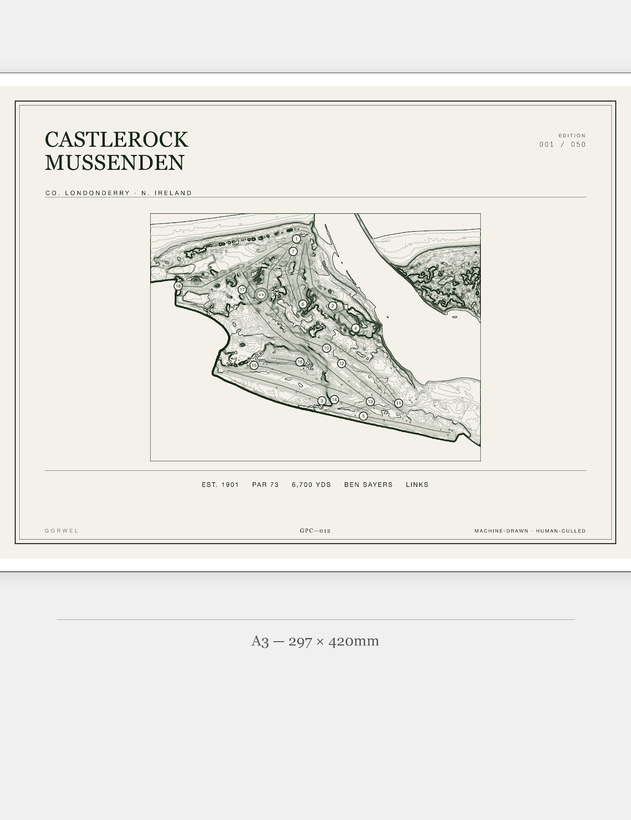 Castlerock Mussenden Golf Course Print | Topographic Map Wall Art