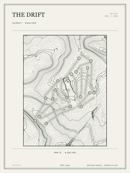 The Drift Golf Course Print | Topographic Map Wall Art