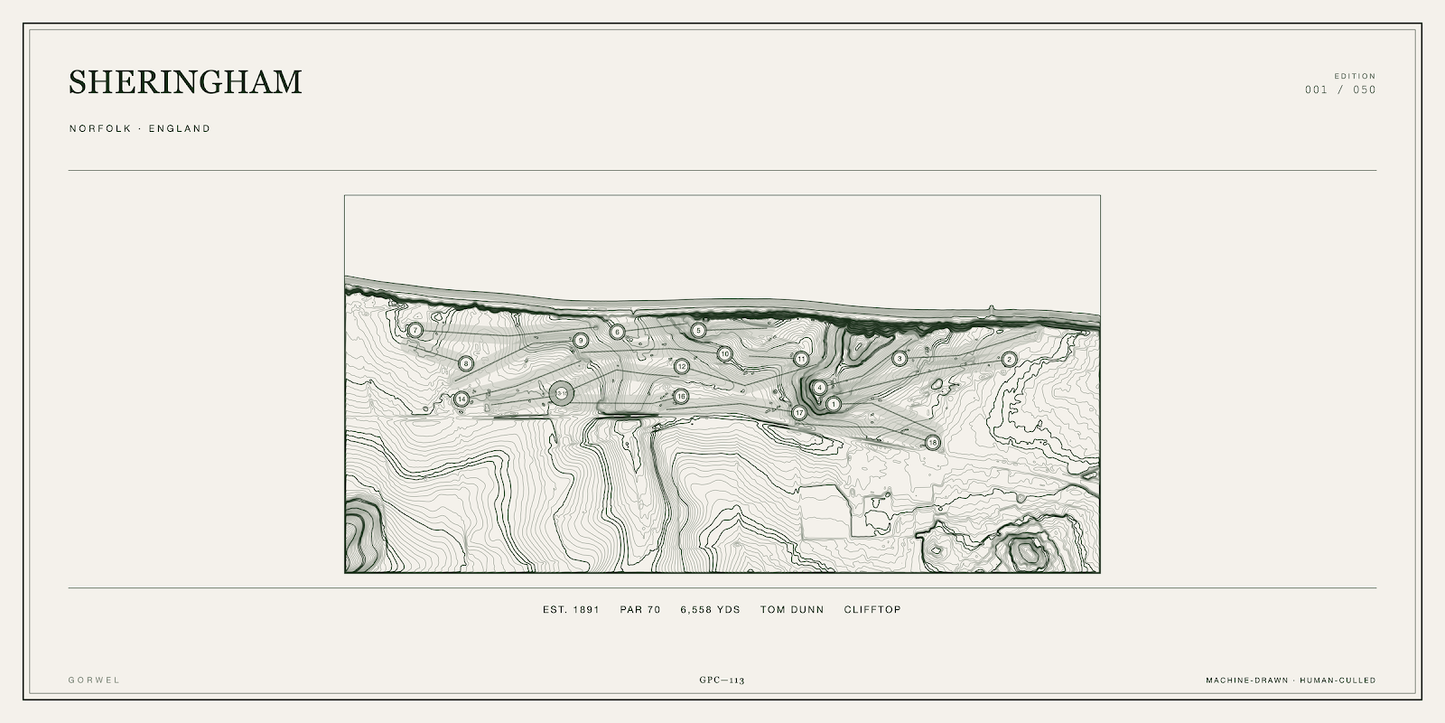Sheringham Golf Course Print | Topographic Map Wall Art