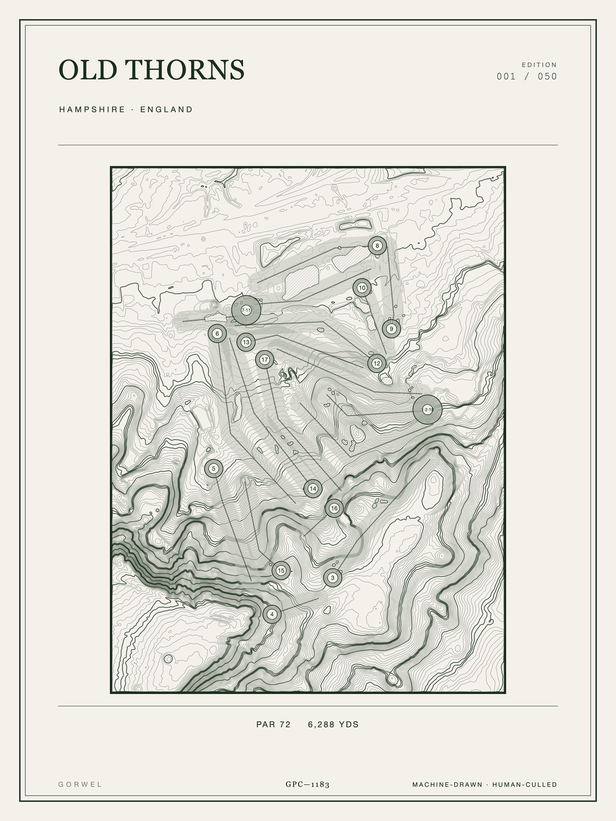 Old Thorns Golf Course Print | Topographic Map Wall Art