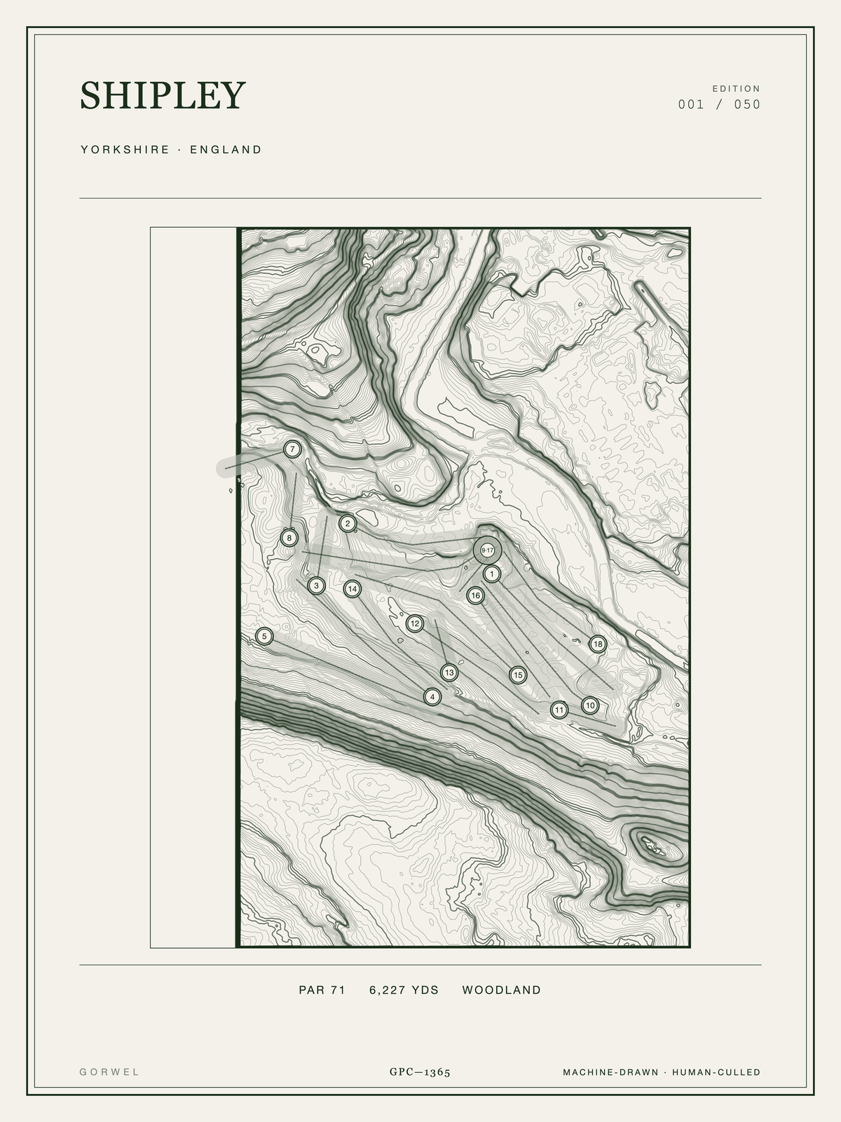 Shipley Golf Course Print | Topographic Map Wall Art