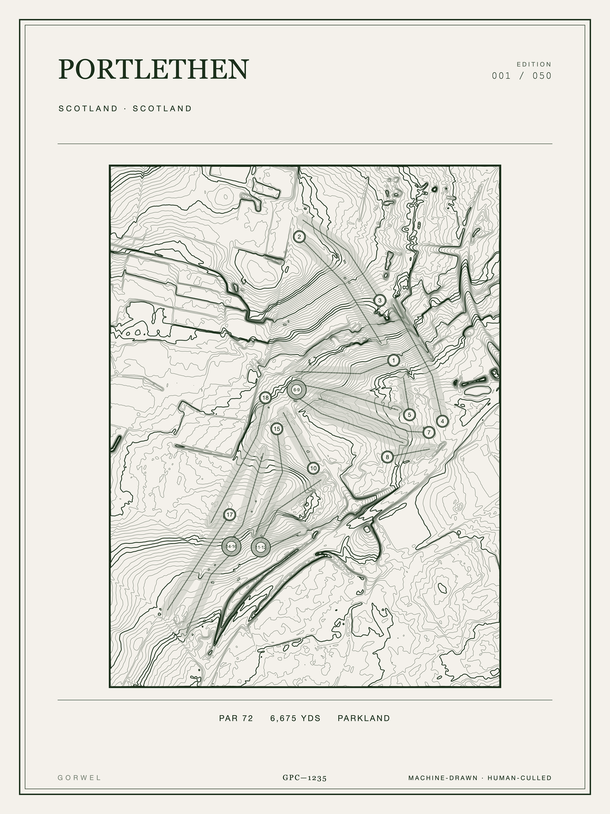 Portlethen Golf Course Print | Topographic Map Wall Art
