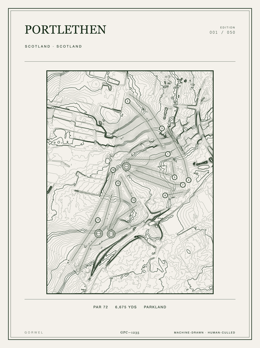 Portlethen Golf Course Print | Topographic Map Wall Art