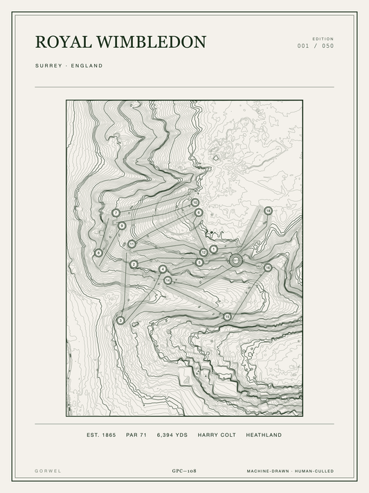 Royal Wimbledon Golf Course Print | Topographic Map Wall Art