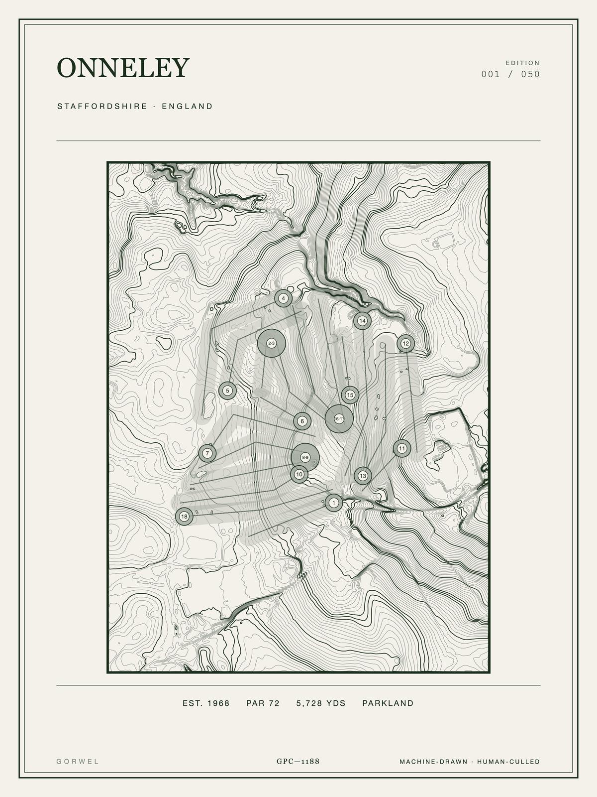 Onneley Golf Course Print | Topographic Map Wall Art