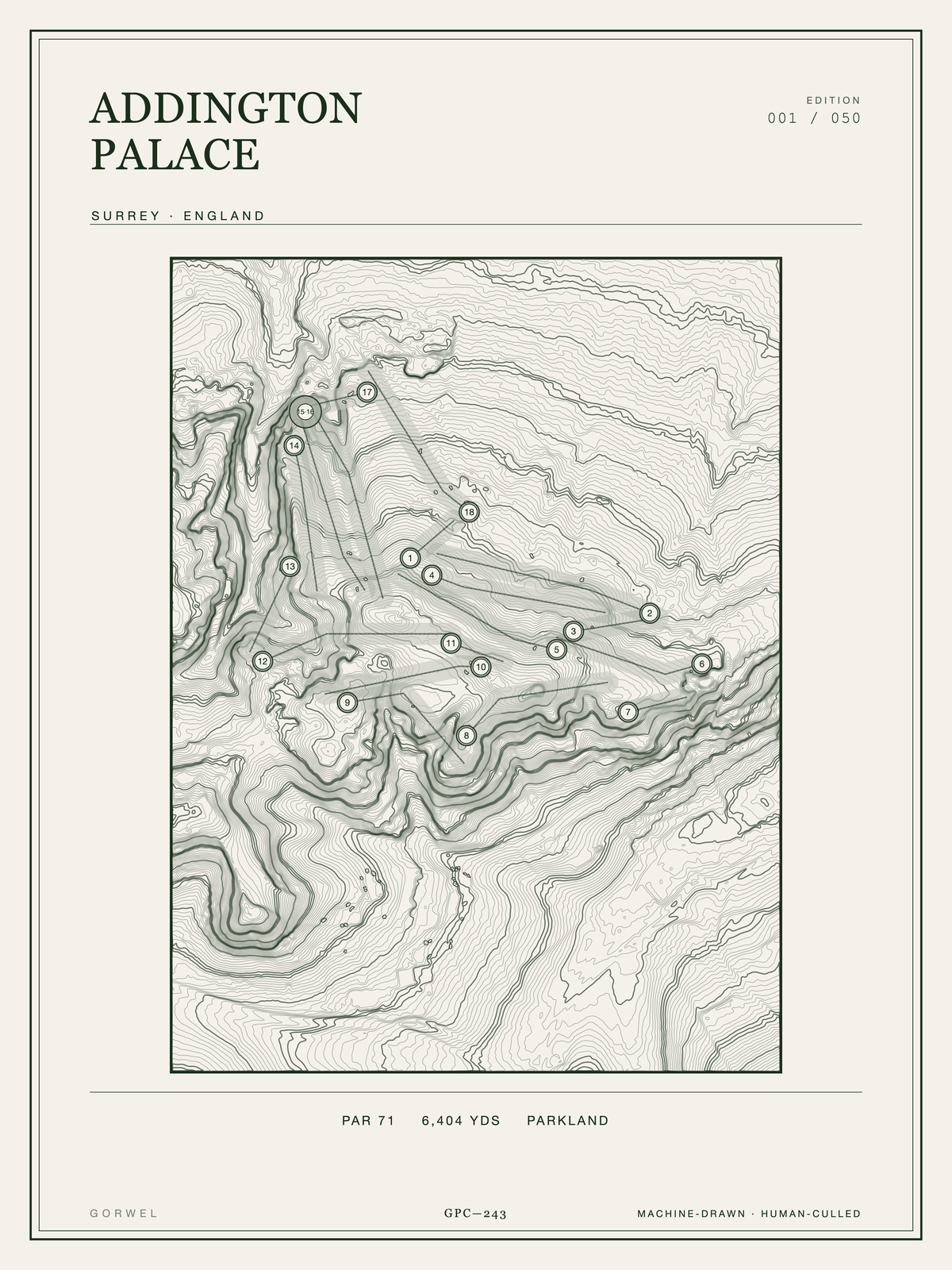 Addington Palace Golf Course Print | Topographic Map Wall Art