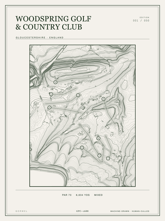 Woodspring Golf & Country Club Golf Course Print | Topographic Map Wall Art