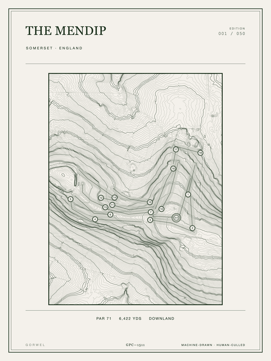 The Mendip Golf Course Print | Topographic Map Wall Art