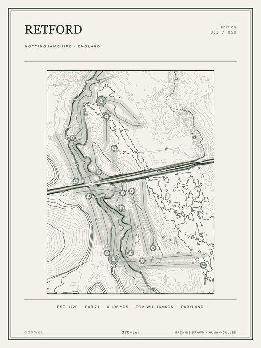 Retford Golf Course Print | Topographic Map Wall Art
