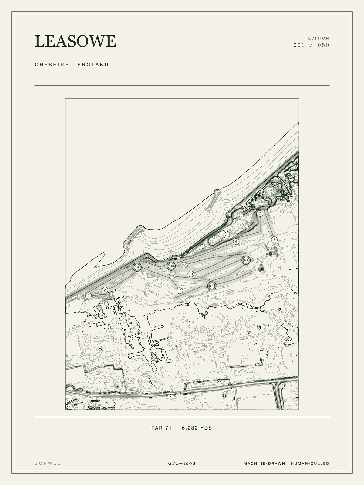 Leasowe Golf Course Print | Topographic Map Wall Art