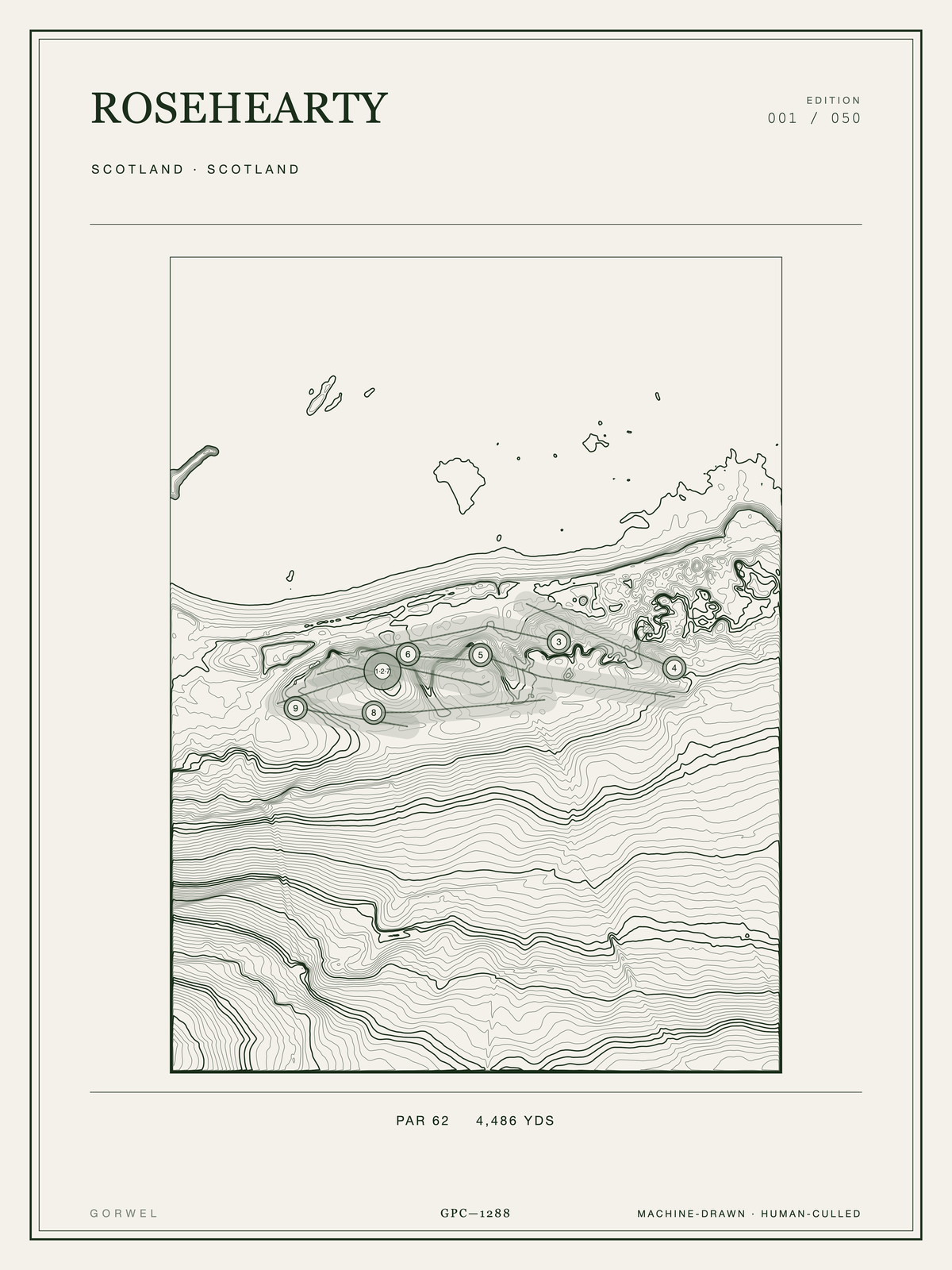Rosehearty Golf Course Print | Topographic Map Wall Art