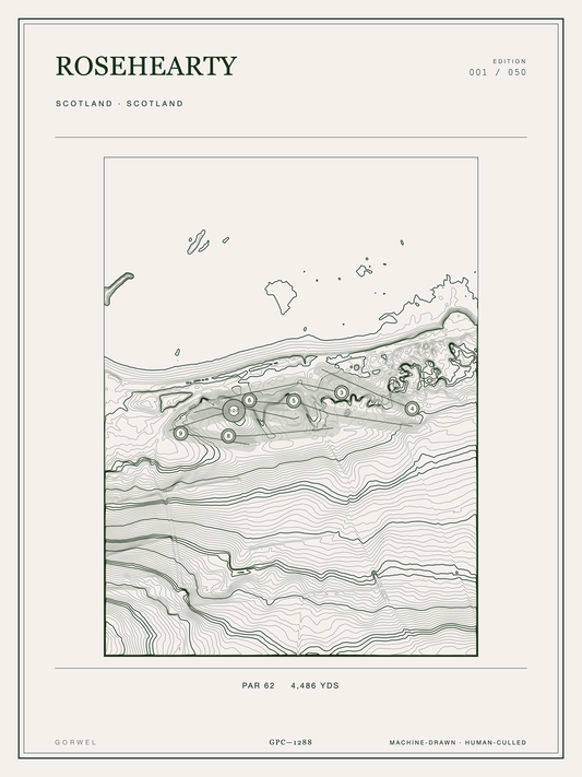 Rosehearty Golf Course Print | Topographic Map Wall Art