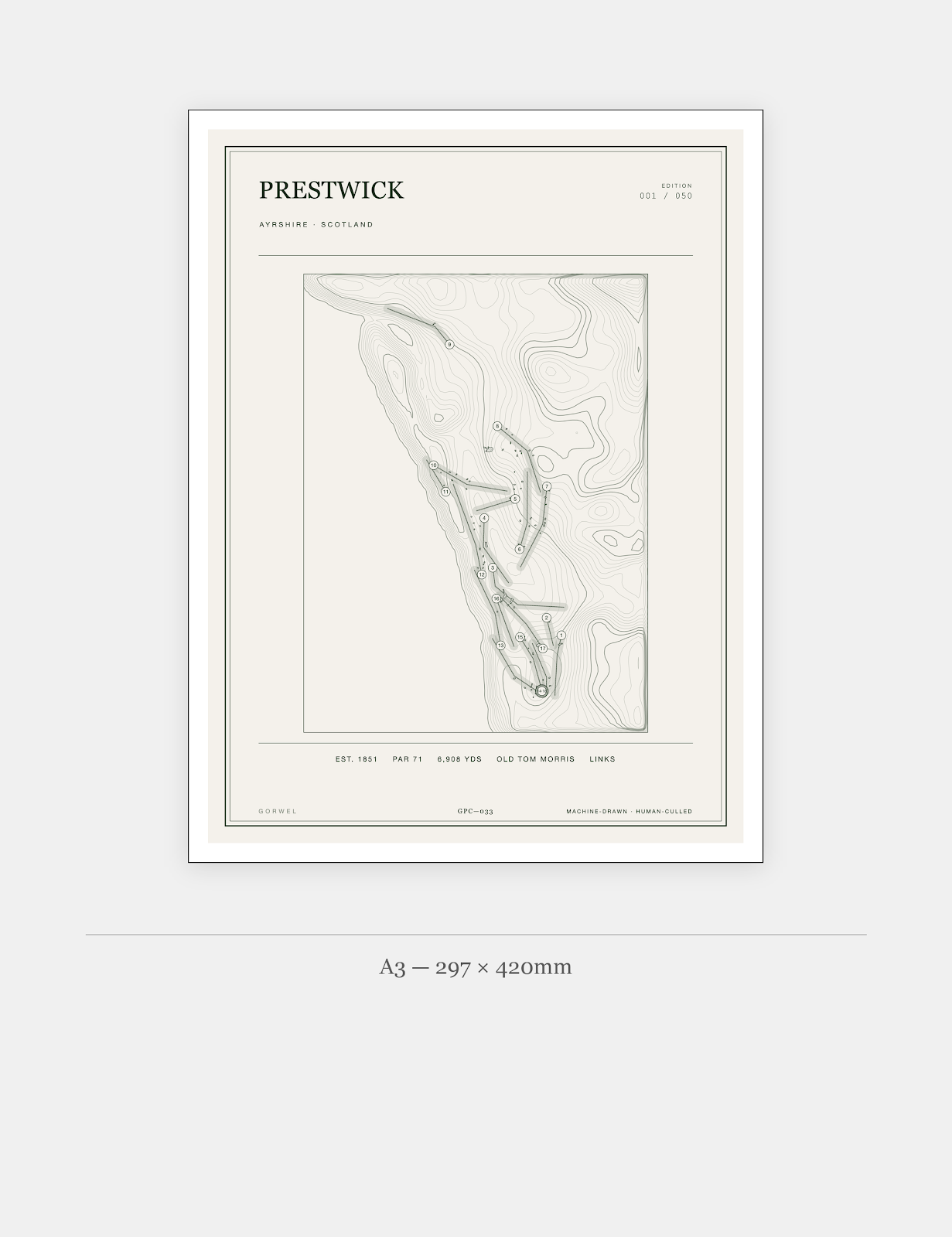 Prestwick Golf Course Print | Topographic Map Wall Art