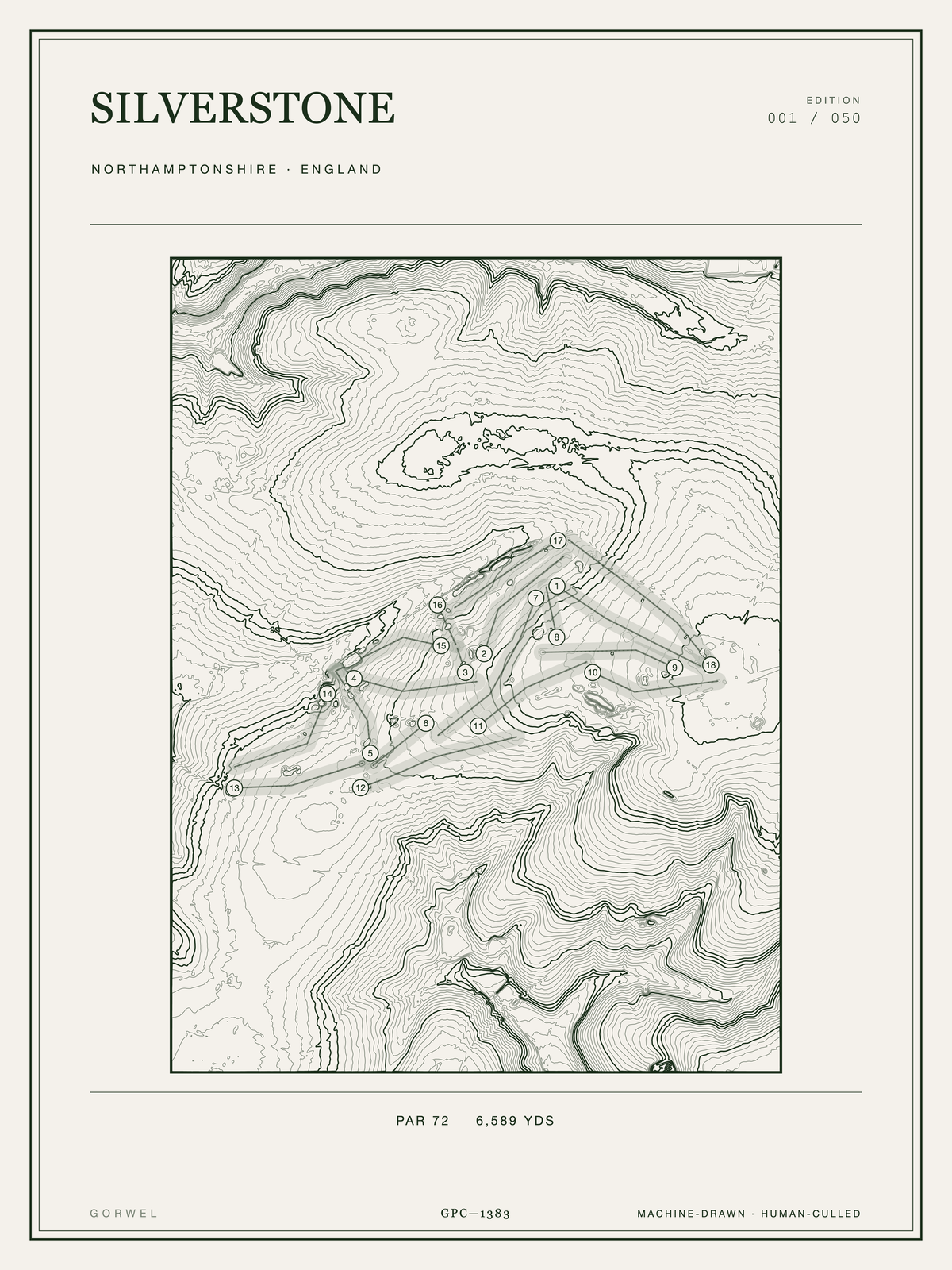 Silverstone Golf Course Print | Topographic Map Wall Art