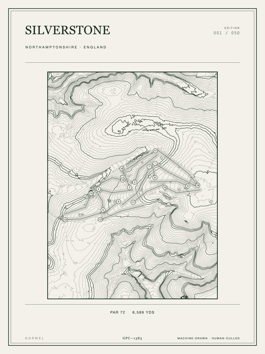 Silverstone Golf Course Print | Topographic Map Wall Art