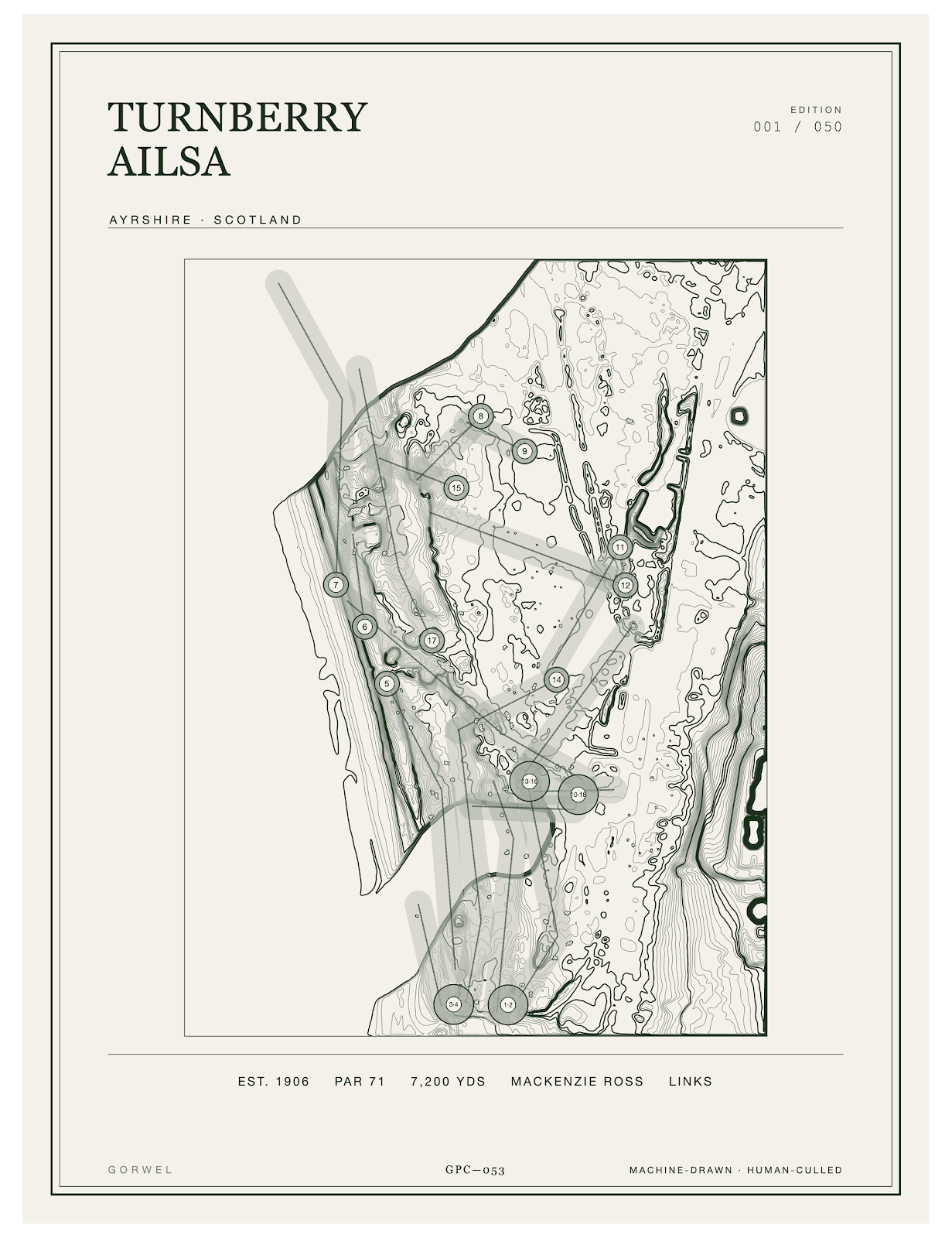 Turnberry Ailsa Golf Course Print | Topographic Map Wall Art
