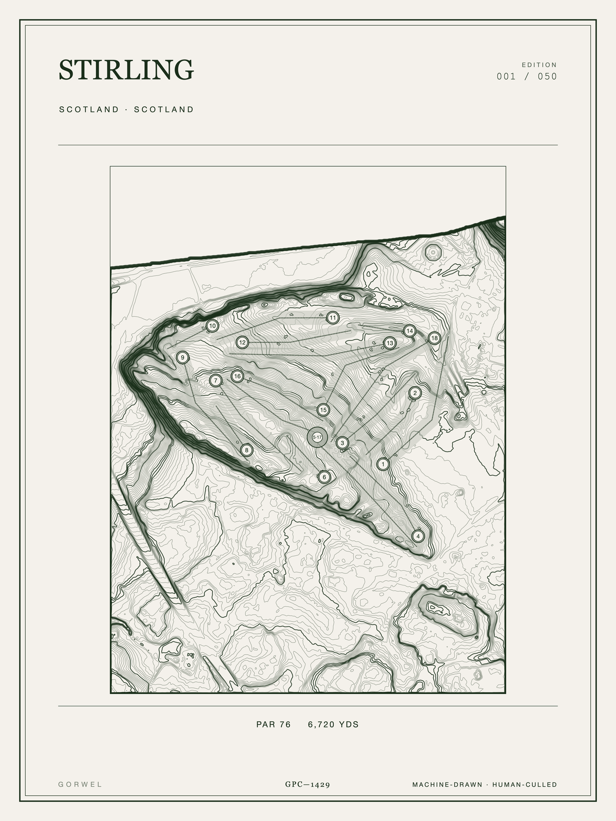 Stirling Golf Course Print | Topographic Map Wall Art