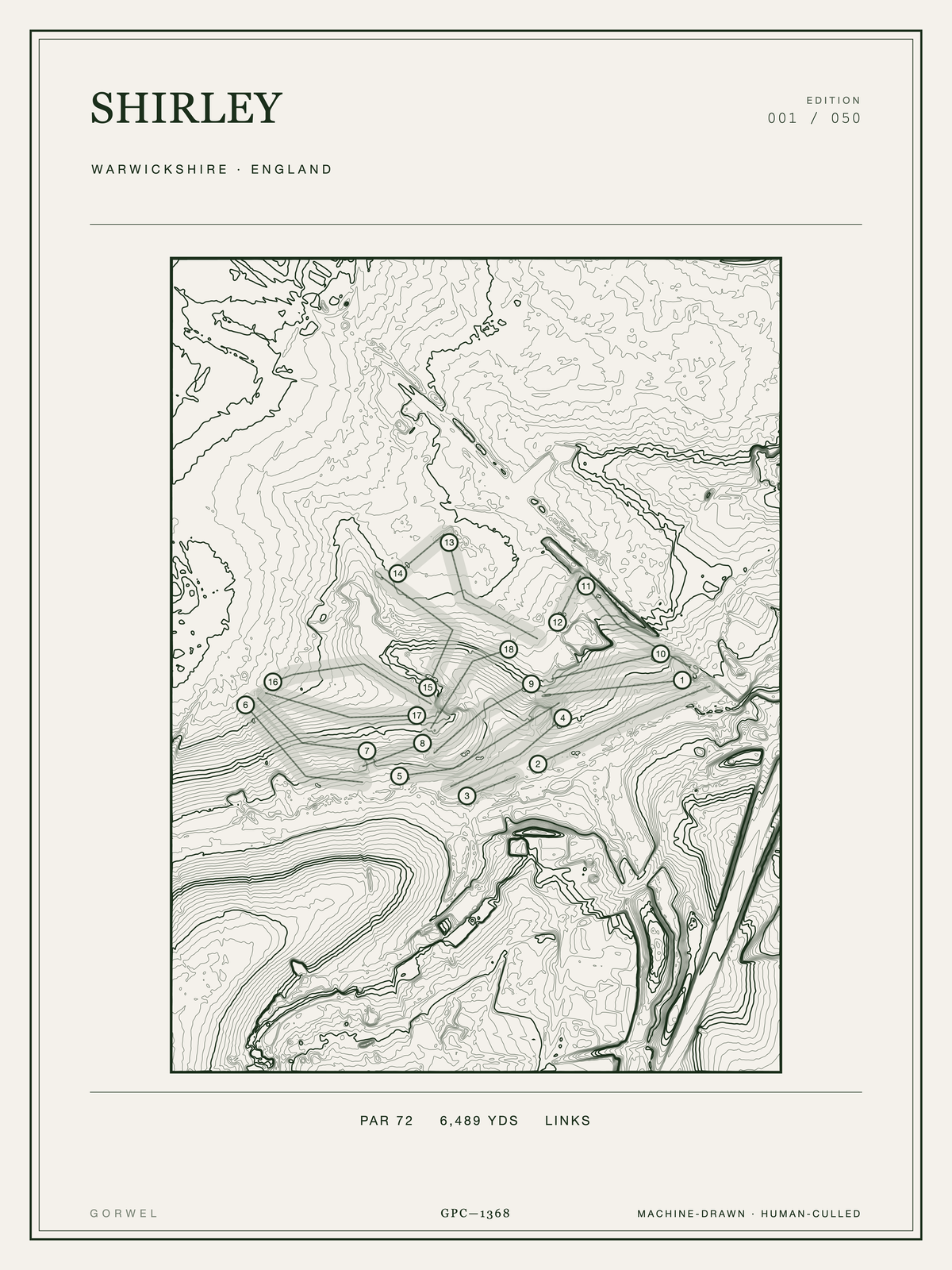 Shirley Golf Course Print | Topographic Map Wall Art
