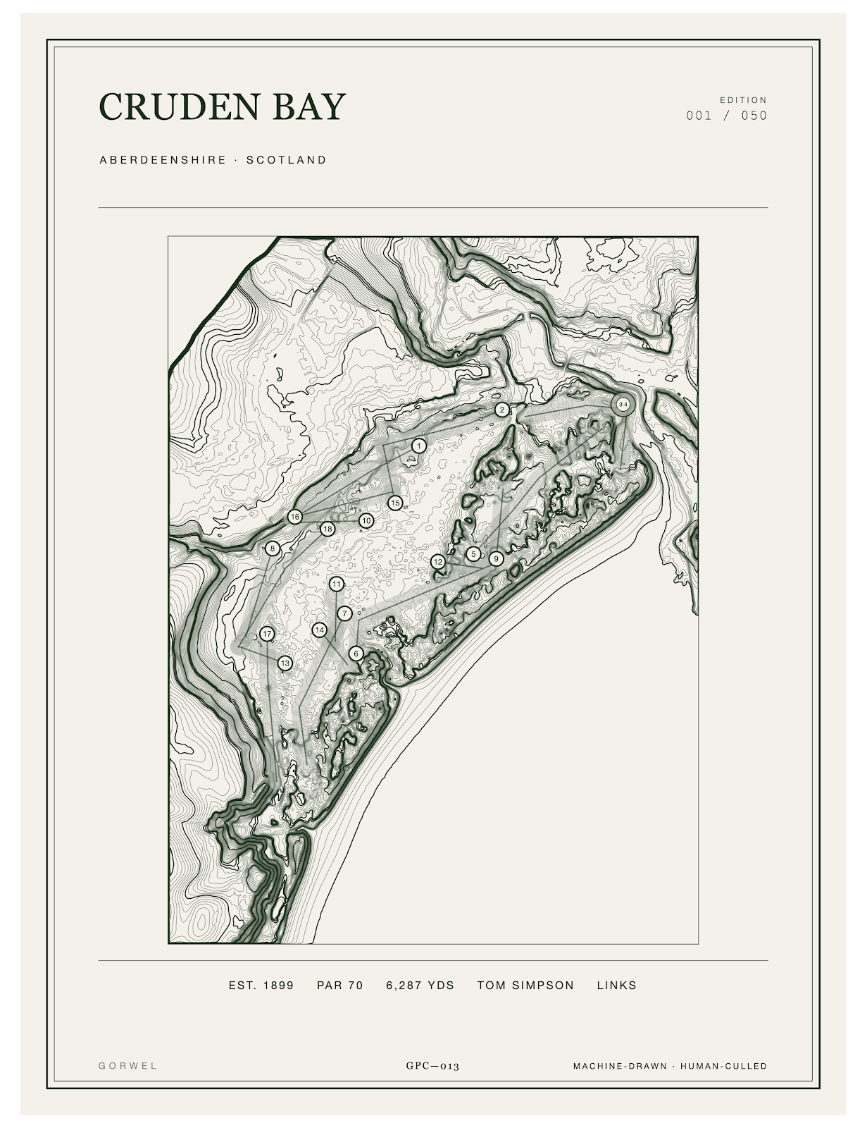 Cruden Bay Golf Course Print | Topographic Map Wall Art