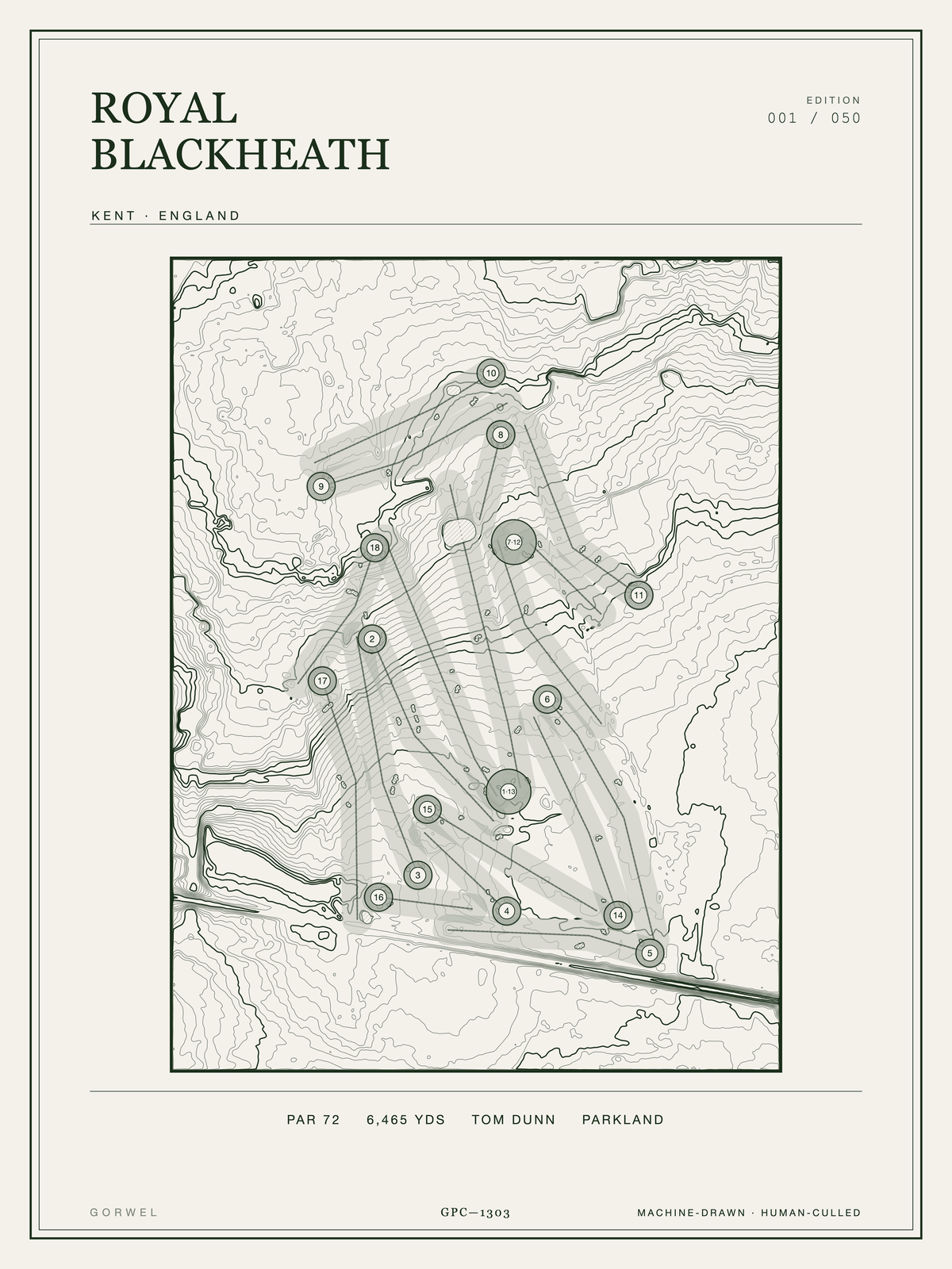 Royal Blackheath Golf Course Print | Topographic Map Wall Art
