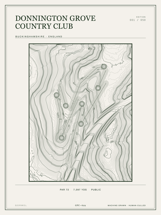 Donnington Grove Country Club Golf Course Print | Topographic Map Wall Art