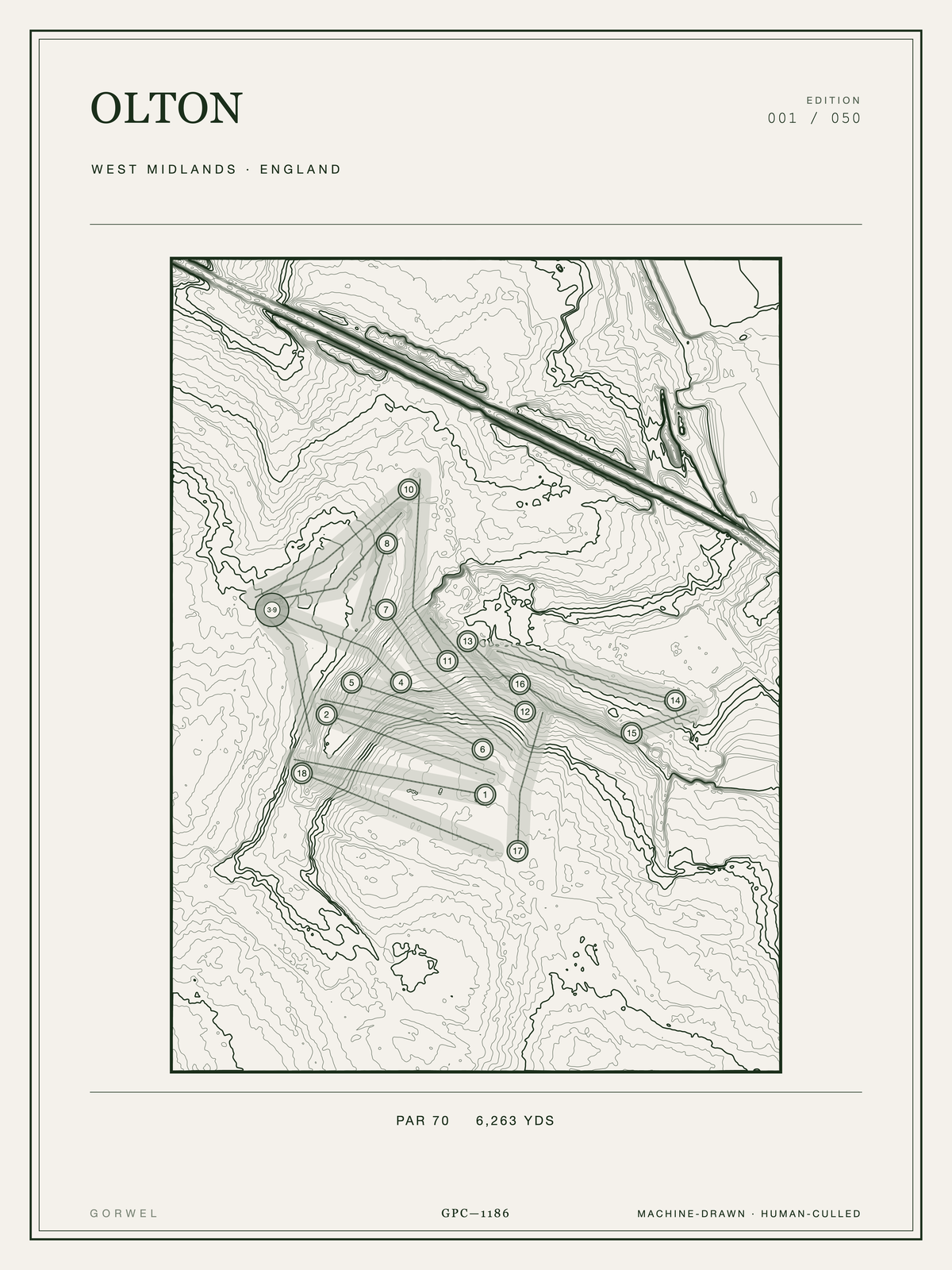 Olton Golf Course Print | Topographic Map Wall Art