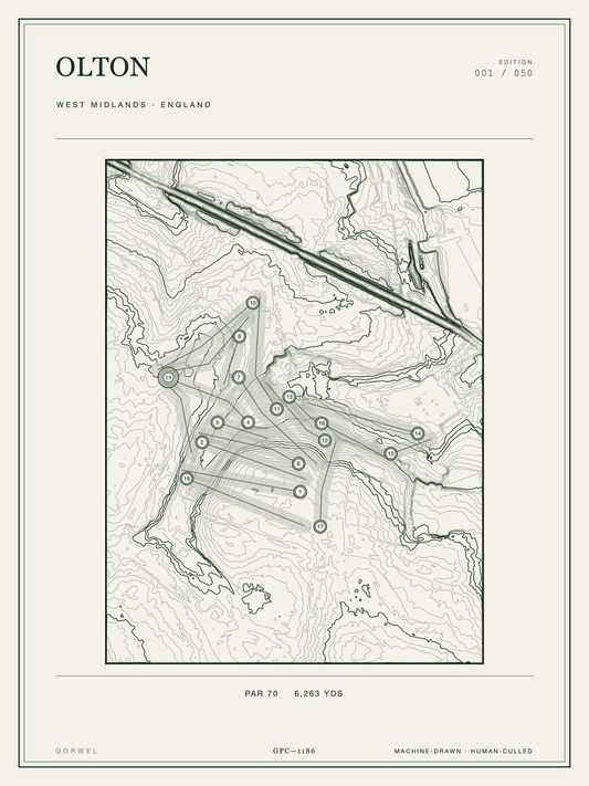 Olton Golf Course Print | Topographic Map Wall Art