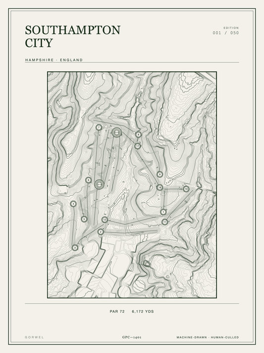 Southampton City Golf Course Print | Topographic Map Wall Art