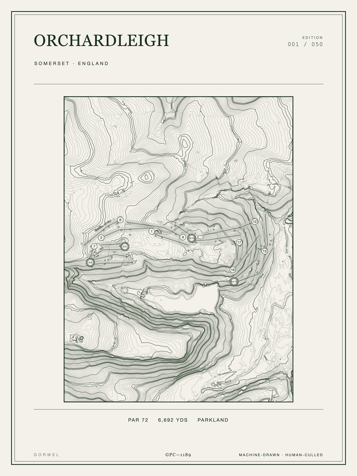 Orchardleigh Golf Course Print | Topographic Map Wall Art