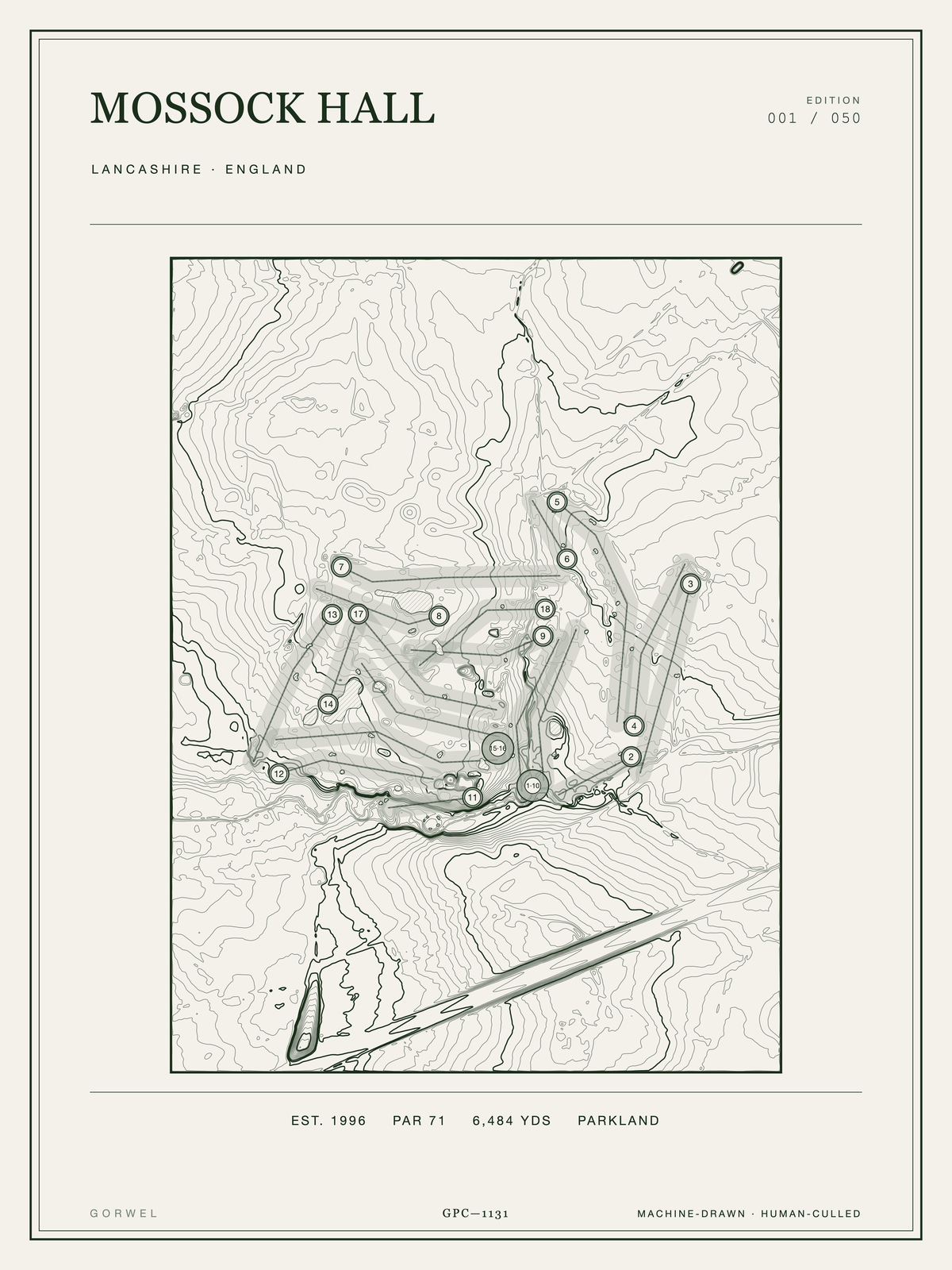 Mossock Hall Golf Course Print | Topographic Map Wall Art