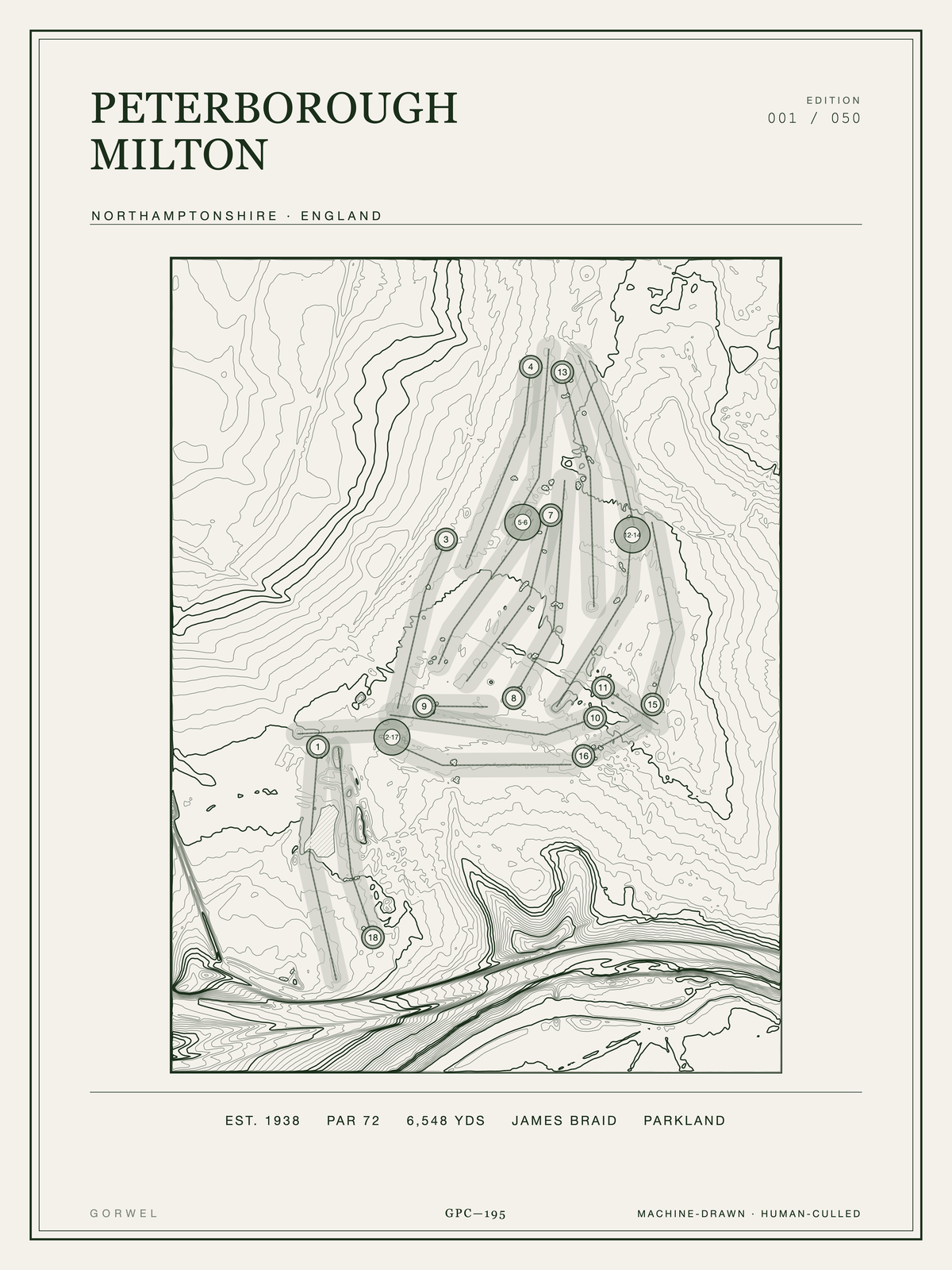 Peterborough Milton Golf Course Print | Topographic Map Wall Art