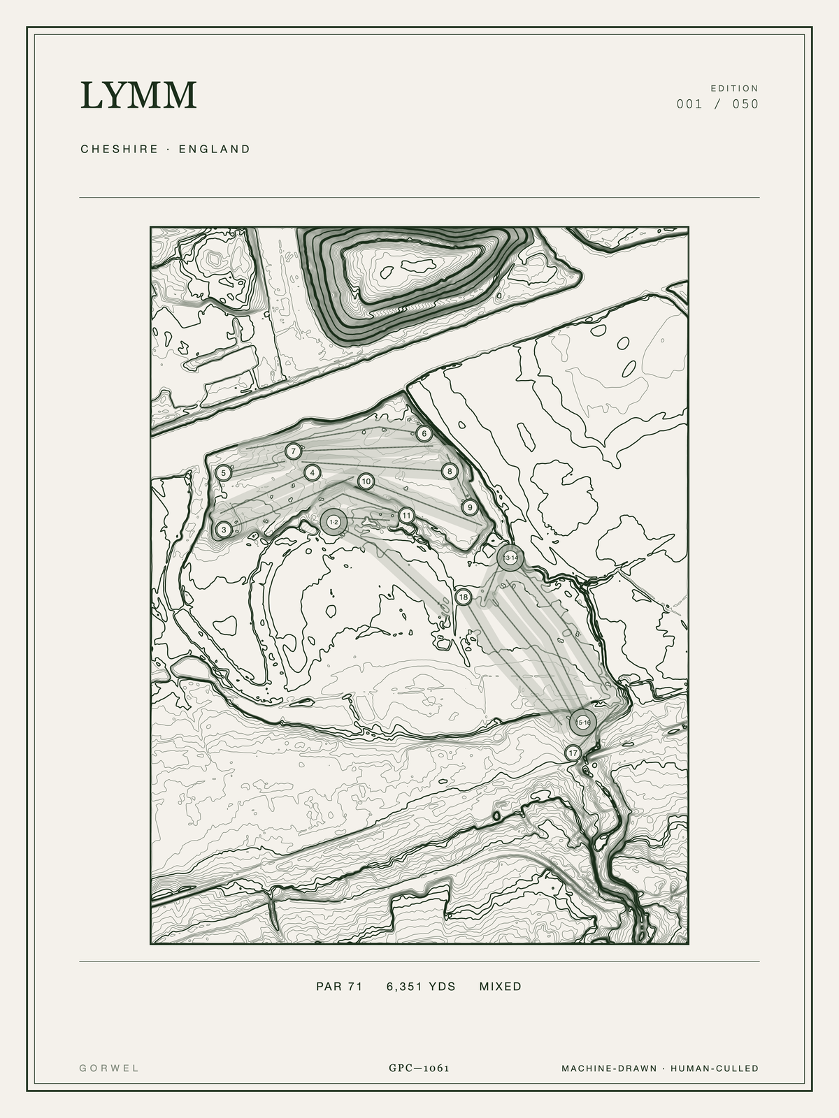 Lymm Golf Course Print | Topographic Map Wall Art