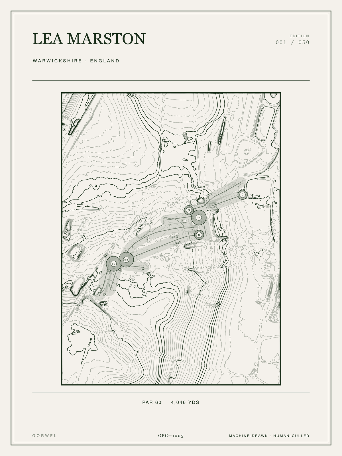Lea Marston Golf Course Print | Topographic Map Wall Art