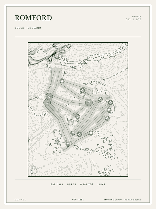 Romford Golf Course Print | Topographic Map Wall Art