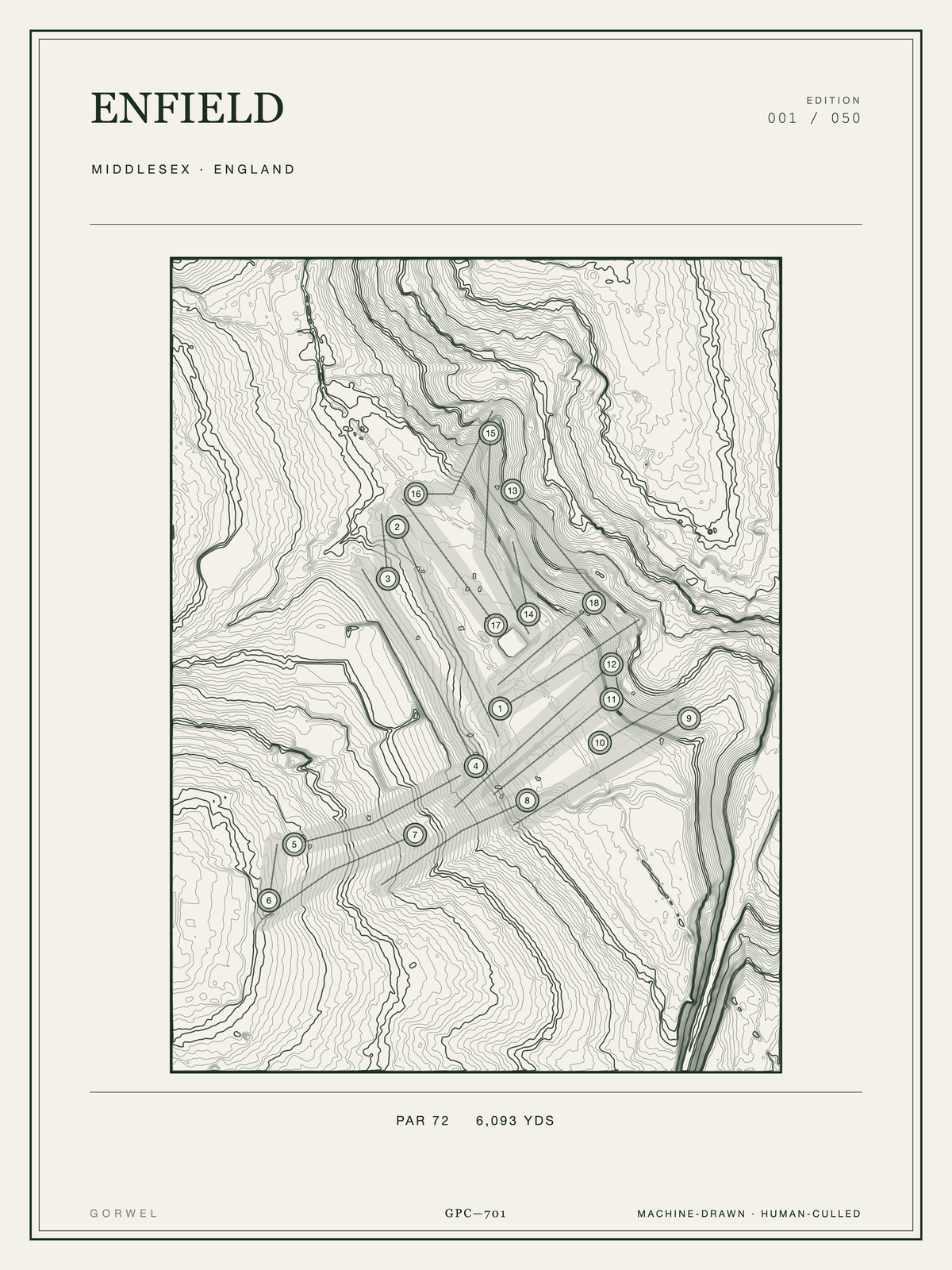 Enfield Golf Course Print | Topographic Map Wall Art