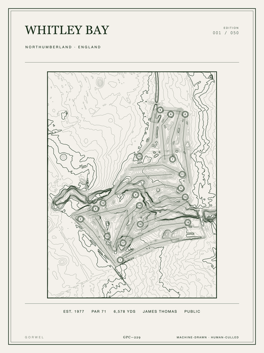 Whitley Bay Golf Course Print | Topographic Map Wall Art