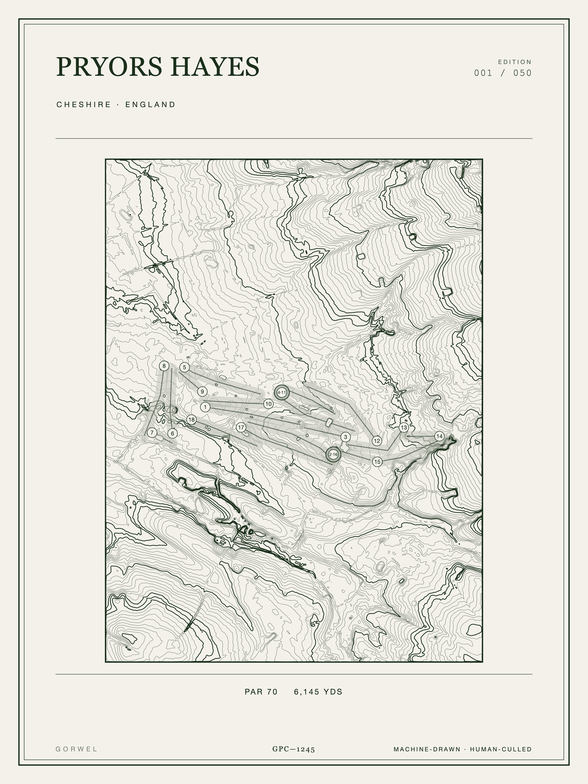 Pryors Hayes Golf Course Print | Topographic Map Wall Art