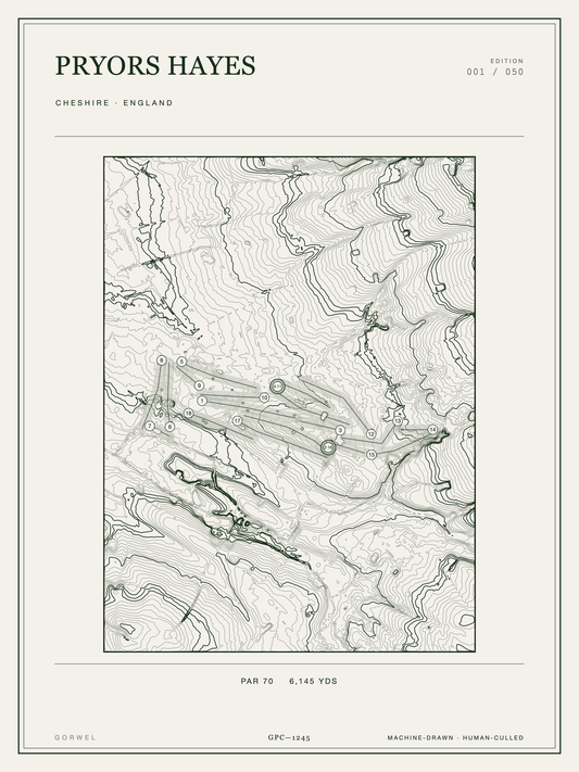 Pryors Hayes Golf Course Print | Topographic Map Wall Art