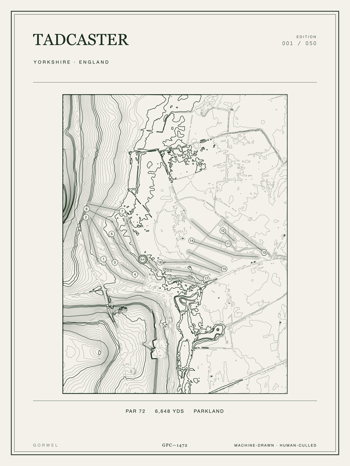 Tadcaster Golf Course Print | Topographic Map Wall Art
